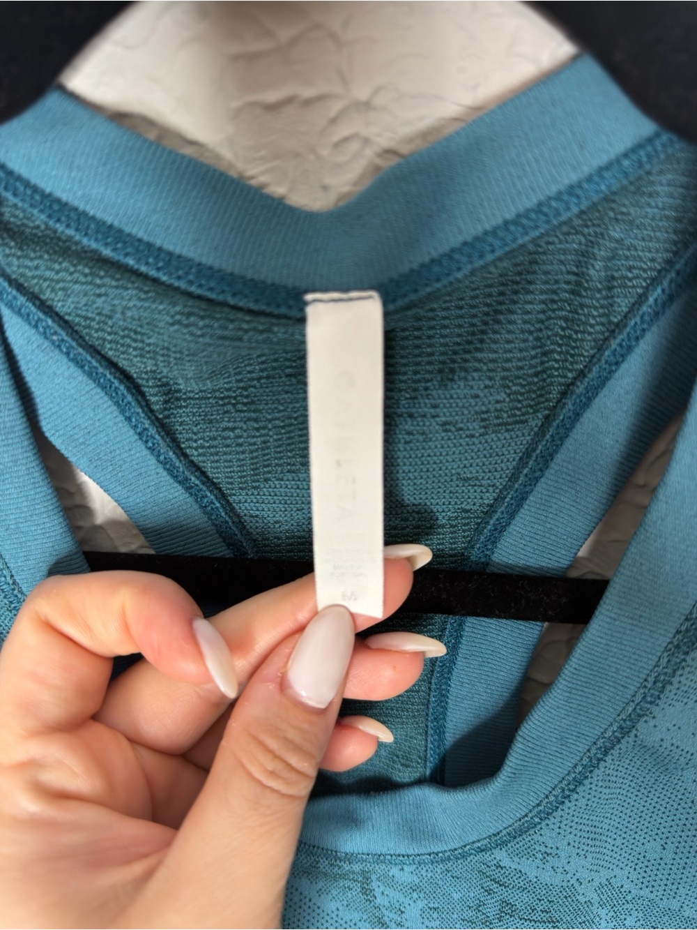 Athleta Teal Patterned Racerback Tank - Picture 3 of 3